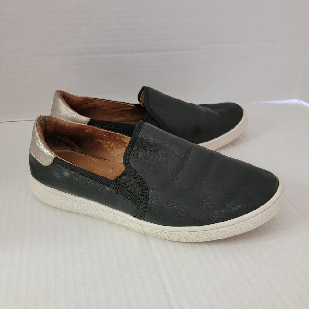 UGG Womens Cas Boat Slip On Black Silver Shoes Sneakers Double Gore 1019108 10